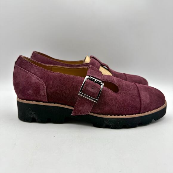 Vionic Womens Carmen Mary Jane Shoes US 6 Wide EU 36 Red Wine Suede NWOB - Picture 3 of 12